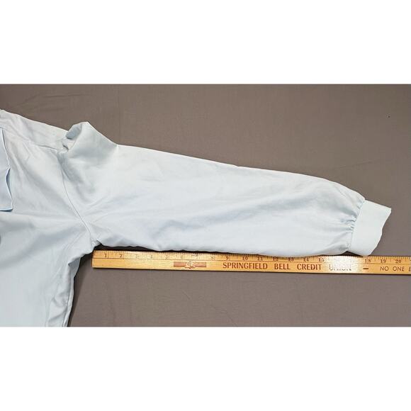 Vintage Rhapsody Womens Med70s Pleated Blouse Light Blue Blouse USA Made - Picture 8 of 9